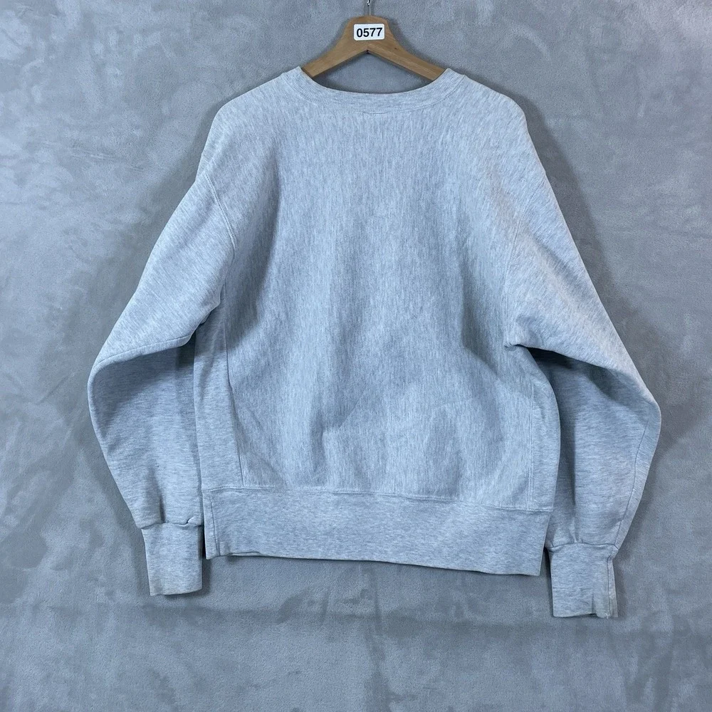 Vtg Reverse Weave Sweatshirt Mens Large Made in USA Police 90s Heather Gray